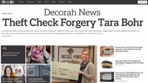 Decorah News Theft Check Forgery Tara Bohr